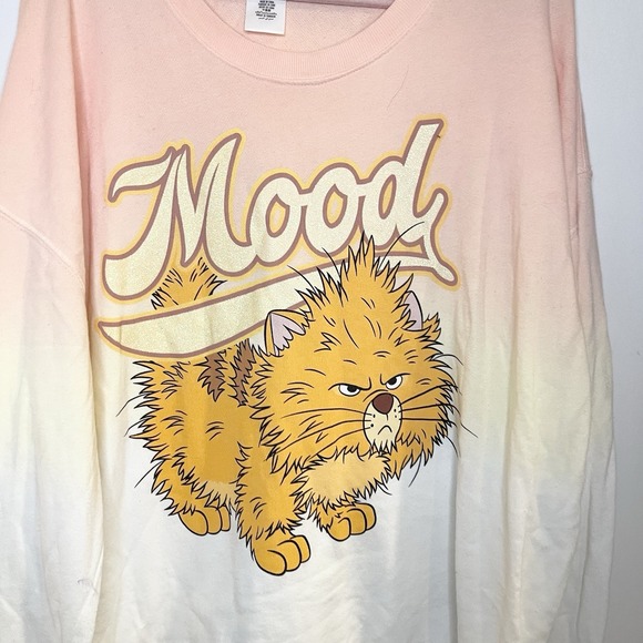 Disney Parks Disneyland Oliver & Company Mood Sweatshirt Pink Ombre Glitter 1X - Picture 2 of 6